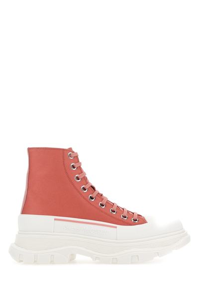 Alexander Mcqueen Pastel Pink Leather Tread Slick Trainers Nd  Donna 40 In Burgundy