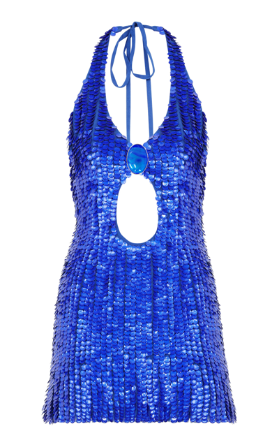 Raisa Vanessa Women's Sequin Mini Halter Dress In Blue