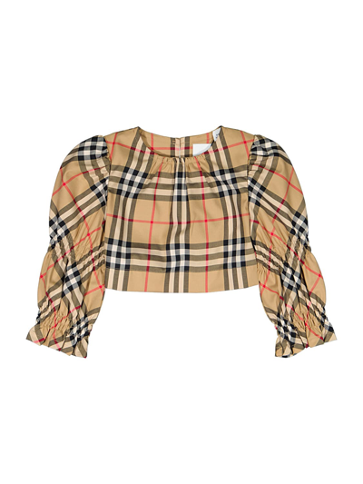Burberry Baby Girls Beige Check Blouse