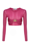 Raisa Vanessa Women's Gold Buckle Knit Cropped Top In Pink