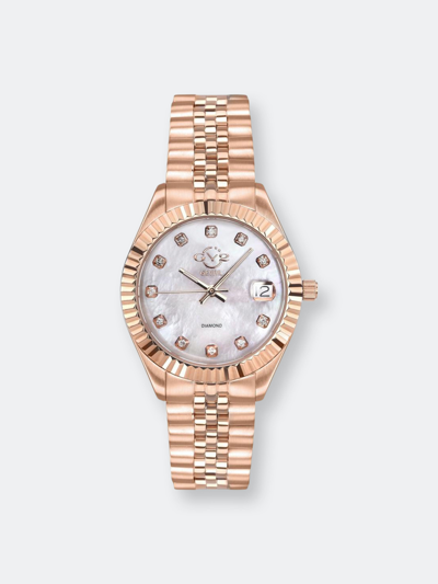 Gevril Gv2 Women's Naples Rose-tone Ion Plating Swiss Quartz Bracelet Watch 34 Mm In Gold