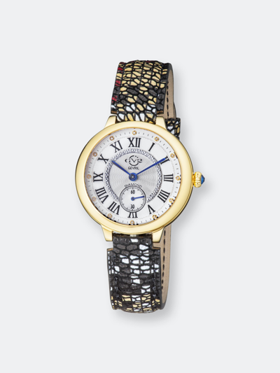 Gevril Rome Diamond Swiss Quartz Embossed Leather Strap Watch, 36mm In Gold