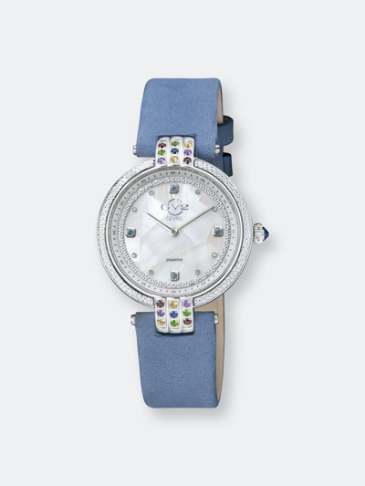 Gevril Matera Gemstone Diamond Suede Strap Watch, 35mm In Blue