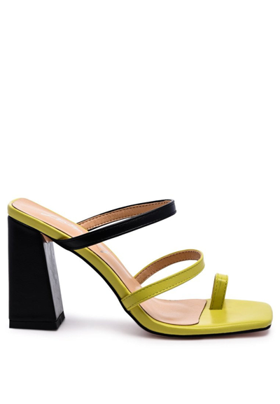 London Rag Marve Block Heel Thong Sandals In Green