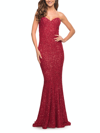 La Femme Strapless Sweetheart Luxe Sequin Gown In Red