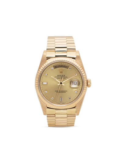 Pre-owned Rolex 1991  Oyster Perpetual Day-date 34mm In Gold