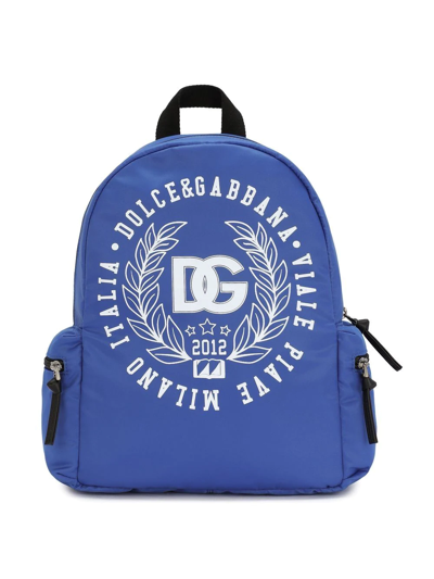 Dolce & Gabbana Kids' Logo Zaino Backpack In Blue
