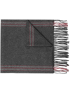 Brunello Cucinelli Striped Fringed-edge Silk Scarf In Grey