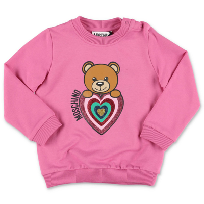 Moschino Babies'  Felpa Fucsia In Cotone