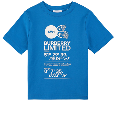 Burberry Kids' Printed Cotton Jersey T-shirt In Blue