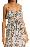 ULLA JOHNSON LUELLA TIE SHOULDER RUFFLE SILK CAMISOLE