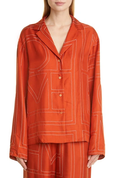 Totême Monogram Silk Pj Top Bloody Mary In Bloody Mary