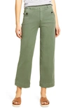 Spanx Stretch Twill Wide Leg Crop Pants In Soft Sage