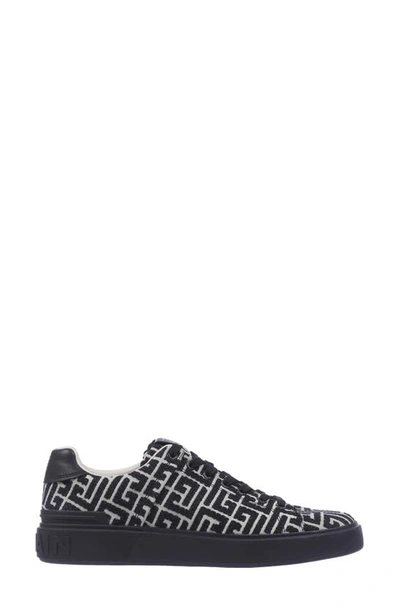 Balmain B-court Monogram Low Top Sneaker In Black
