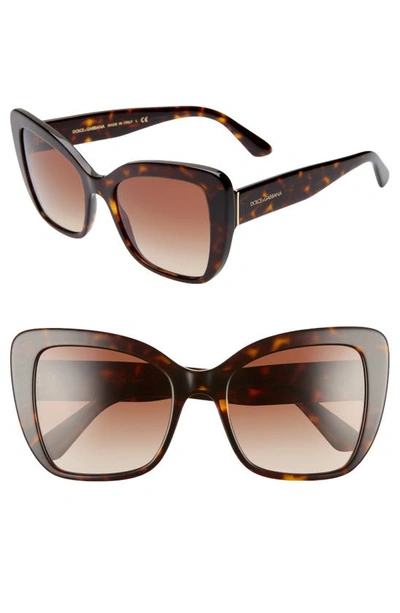 Dolce & Gabbana 54mm Gradient Butterfly Sunglasses In Havana Gradient