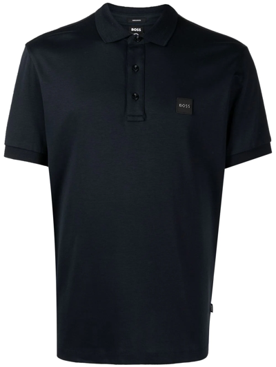 Hugo Boss Logo-patch Cotton Polo-shirt In Black