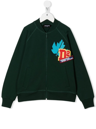 Dsquared2 Kids' Logo Patch Zip-up Sweatshirt In Dq560