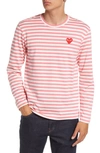 Comme Des Garçons Play Long-sleeved Stripe Print T-shirt In Pink