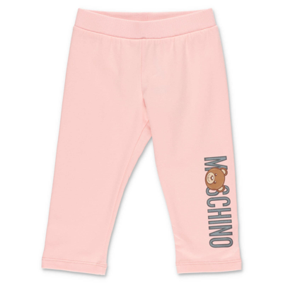 Moschino Babies'  Leggings Rosa In Cotone Stretch In Pink