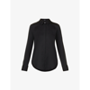 Theory Womens Black Fitted Button-up Stretch-silk Shirt M
