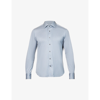Corneliani Regular-fit Spread-collar Cotton-jersey Shirt In Grey Blue