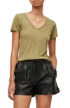 Allsaints Emelyn Shimmer T-shirt In Olive Branch