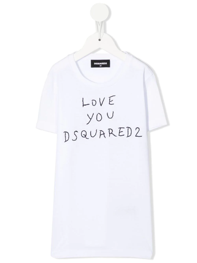 Dsquared2 Teen Embroidered-slogan T-shirt In Dq100
