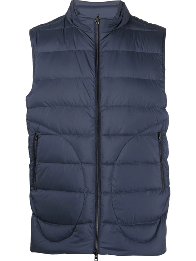 Herno Padded Zip-up Down Gilet In Blue