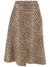 JIL SANDER BROWN ANIMAL PRINT MIDI SKIRT