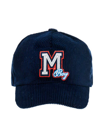 Monnalisa Kids'   Velvet Baseball Cap In Dark Blue