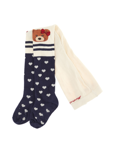 Monnalisa Kids'   Warm Cotton Teddy Tights In Beige + Red