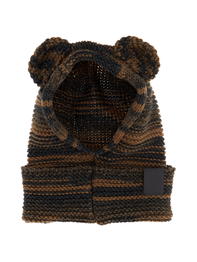 Monnalisa Kids'   Mouliné Knitted Balaclava In Camouflage