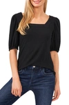 Cece Puff Sleeve Square Neck Top In Classic Navy