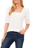 Cece Women's Short Puff Sleeve Square Neck Knit Top In Soft Ecru