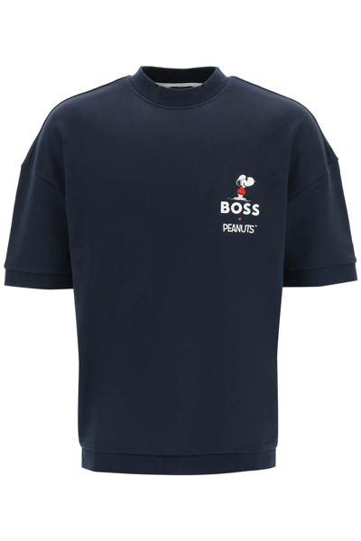 Hugo Boss Boss X Peanuts - Short Sleeved Sweatshirt In Blue