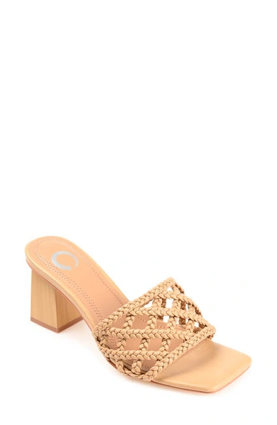 Journee Collection Evvie Braided Sandal In Tan