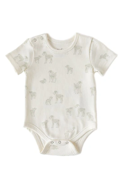 Pehr Follow Me Organic Cotton Bodysuit In Ivory/ Grey