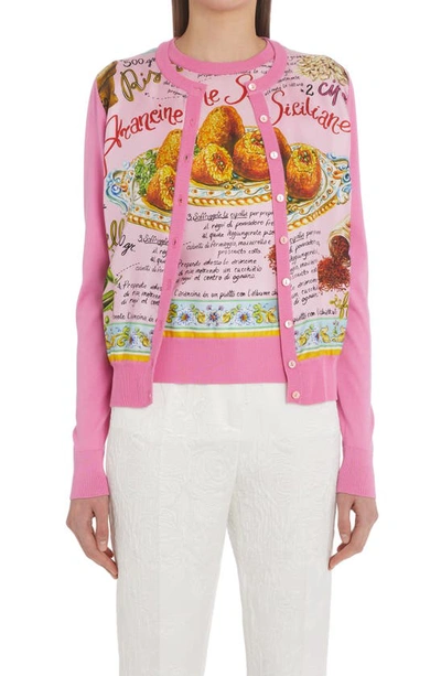 Dolce & Gabbana Contrasting-panel Button-fastening Cardigan In Arancine Fdo Rosa