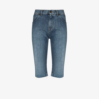 Saint Laurent Knee-length Denim Shorts In Blau