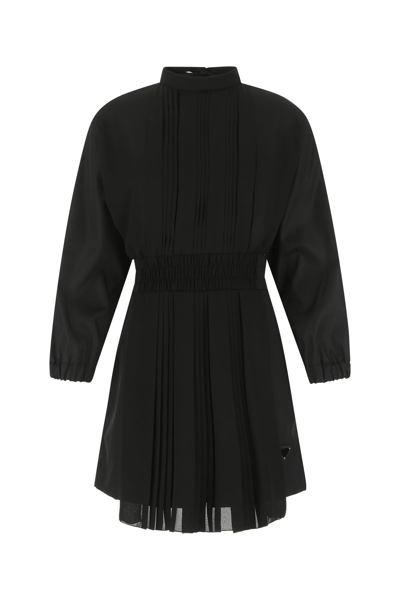 Prada Black Re-nylon And Crepe Jumpsuit Nd  Donna 40