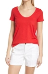 Caslon Rounded V-neck T-shirt In Red Chinoise