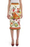 DOLCE & GABBANA STRETCH SILK CHARMEUSE MIDI PENCIL SKIRT