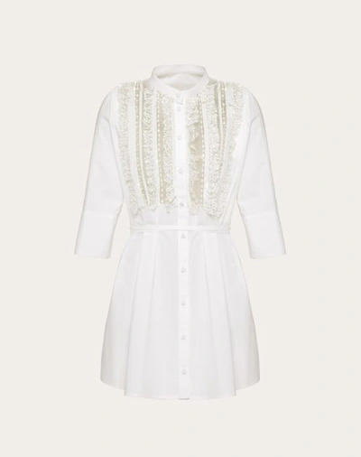 Valentino Embroidered Cotton Popeline Dress Woman White 42