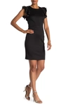 Tommy Hilfiger Flutter Sleeve Sheath Dress In Black