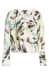 Halogen Cross Front Blouse In Ivory Multi Vivid Strokes