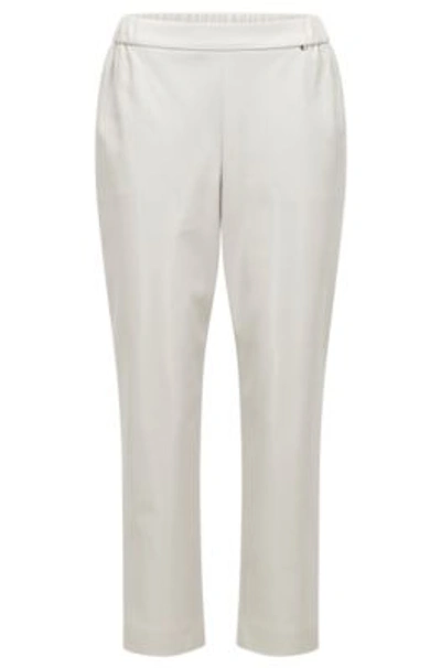 Hugo Boss Relaxed-fit Trousers In Faux Leather In Silver