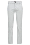 Hugo Boss Slim-fit Trousers In Stretch-cotton Satin In Light Grey