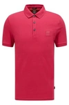 Hugo Boss Stretch-cotton Slim-fit Polo Shirt With Logo Patch- Pink Men's Polo Shirts Size 2xl