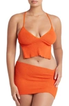 Bound By Bond-eye Simone Longline Bikini Top In Vermillion