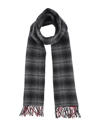 Woolrich Double Wool Check Grey Scarf In Grey
